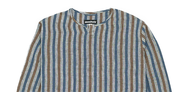 Crew Henley Pullover Linen Stripe 1